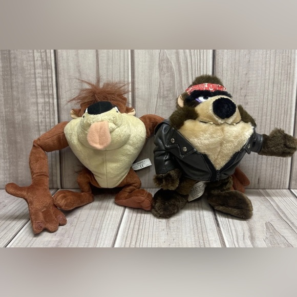 Looney Tunes ‘03 Rude Taz 11” Plush Fart Burp + Tasmanian Devil in Biker Jacket - Picture 1 of 11